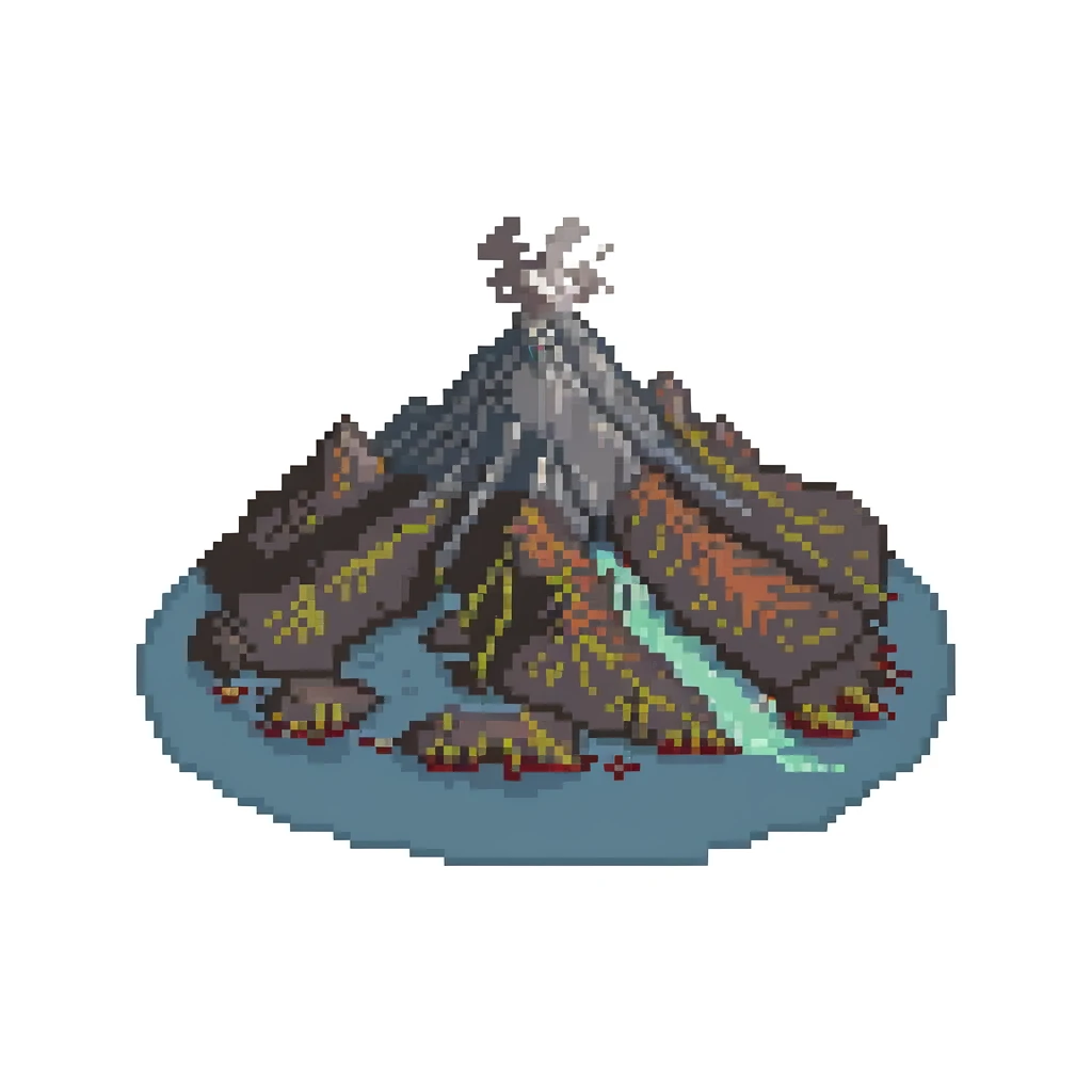 Volcanic island with multiple erupting peaks and ash clouds emoji