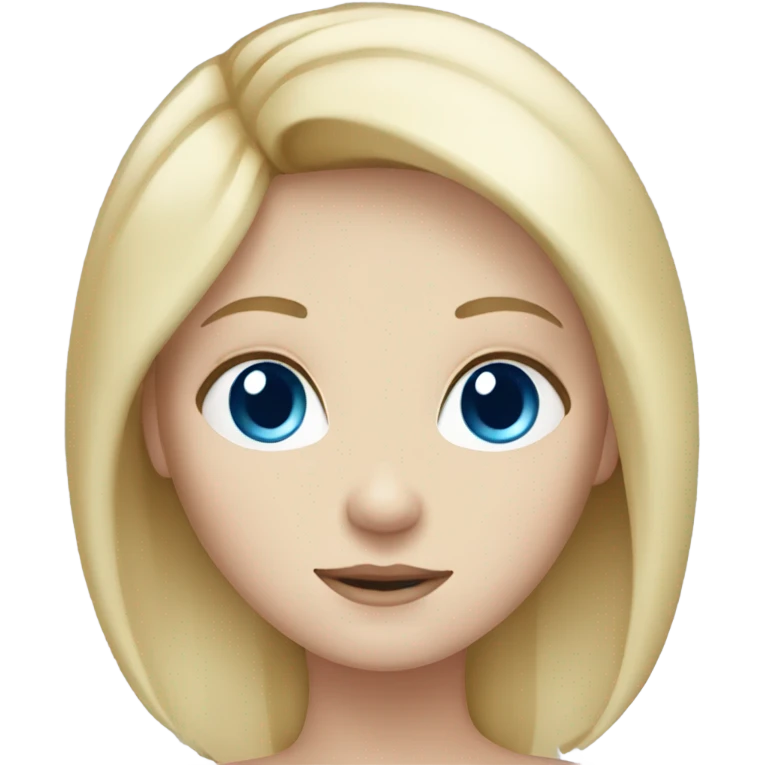 Pale girl with blonde way hair and blue eyes  emoji