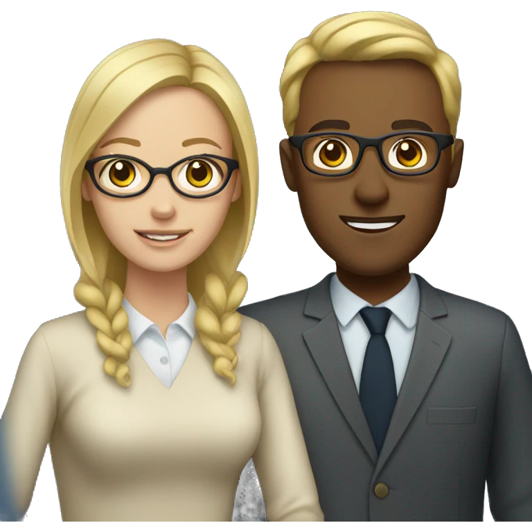 blonde woman with glasses and brown-haired man emoji