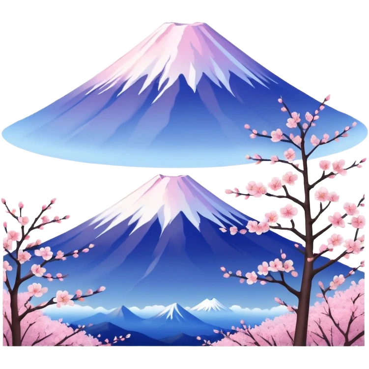 Cherry blossom scenery, Mount Fuji emoji
