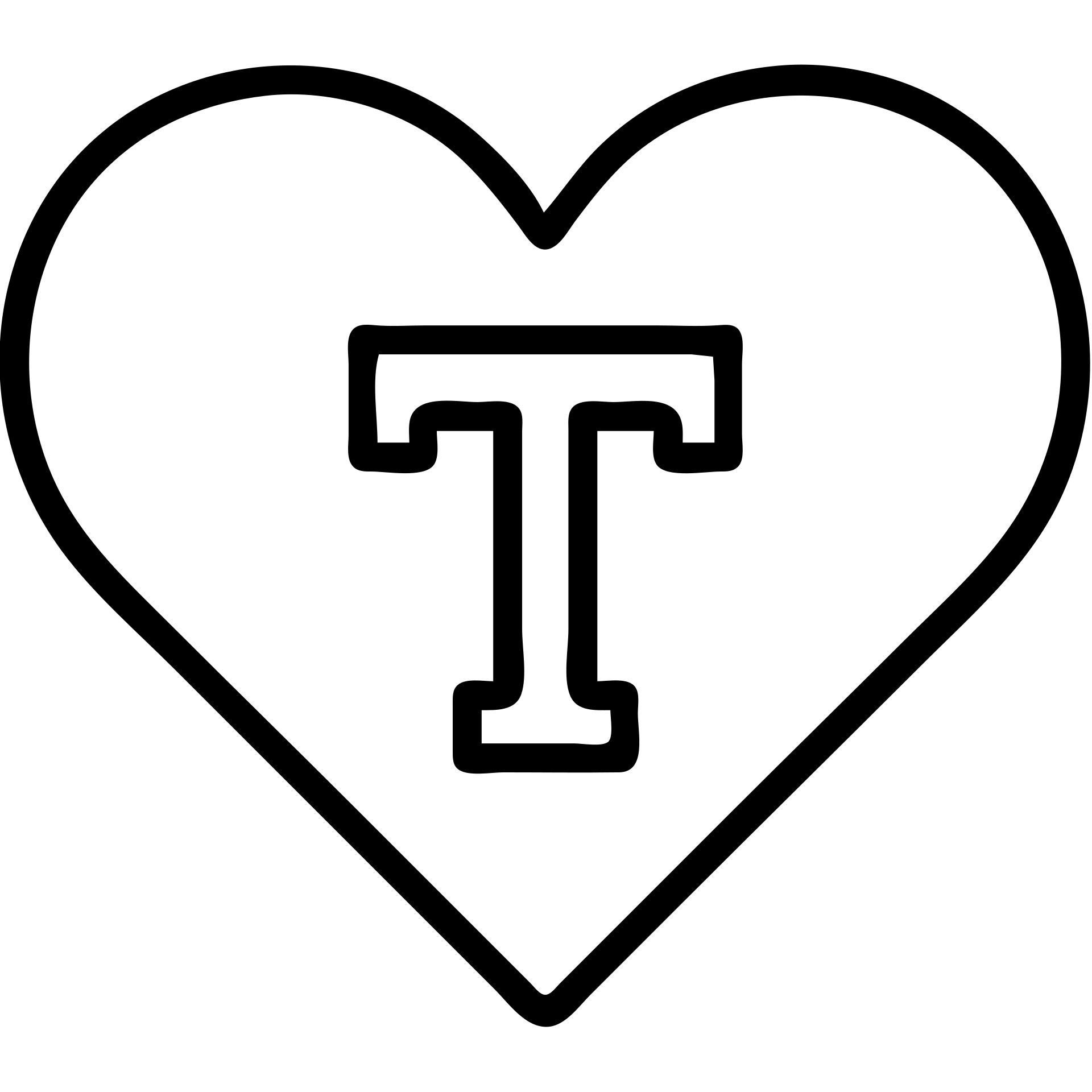 pink heart with a bold letter T in the center emoji