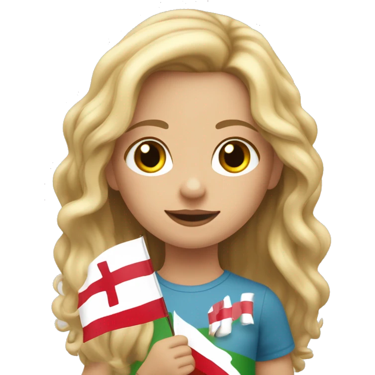 Mädchen mit naturblonden Haaren und einer Dänemark Flagge in der Hand  emoji