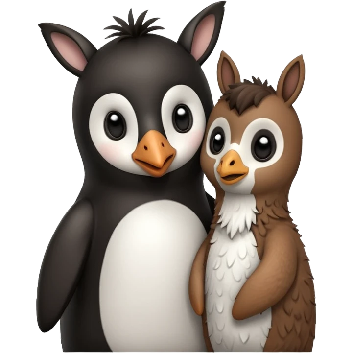 Penguin hugging tall llama emoji