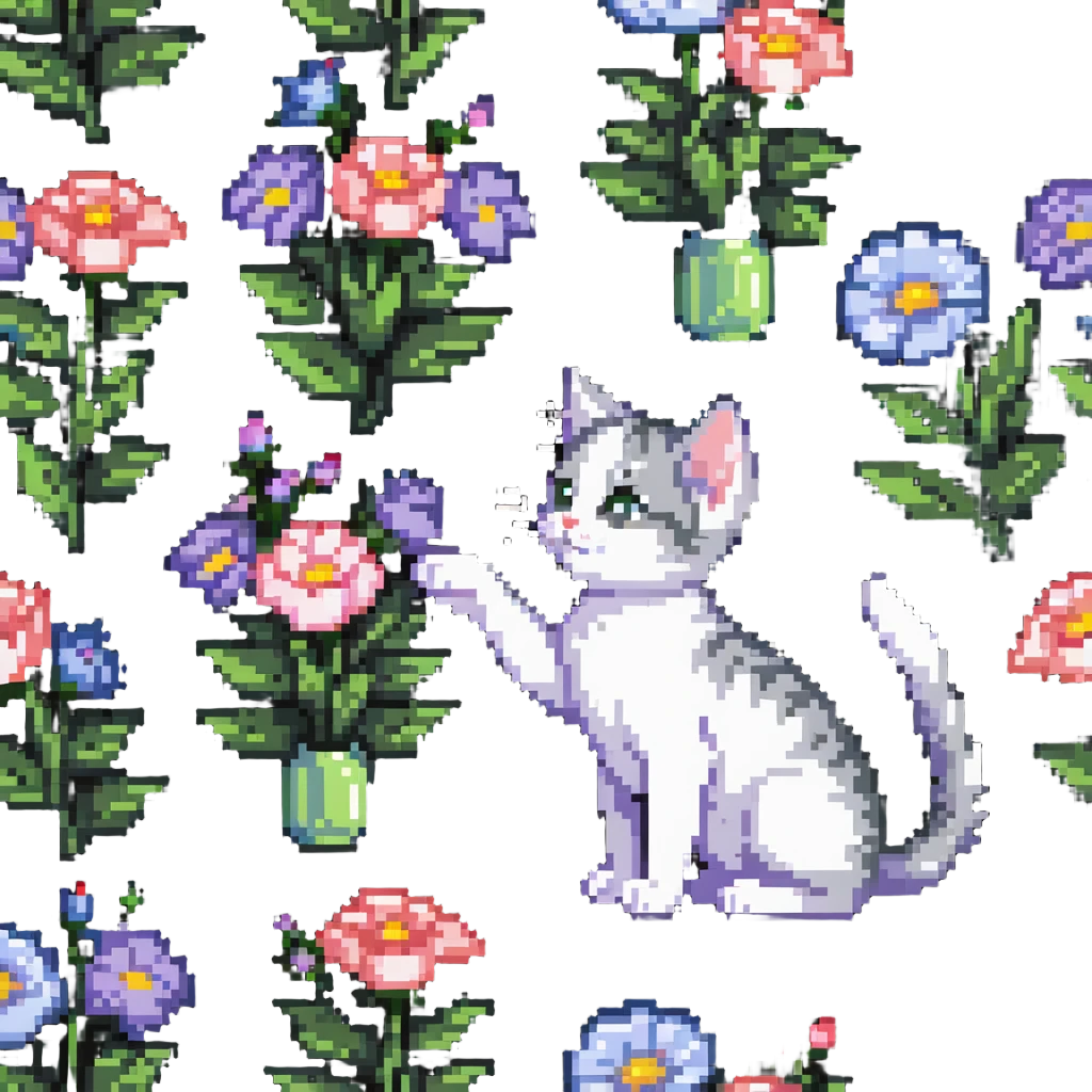 Kitten smells flowers emoji