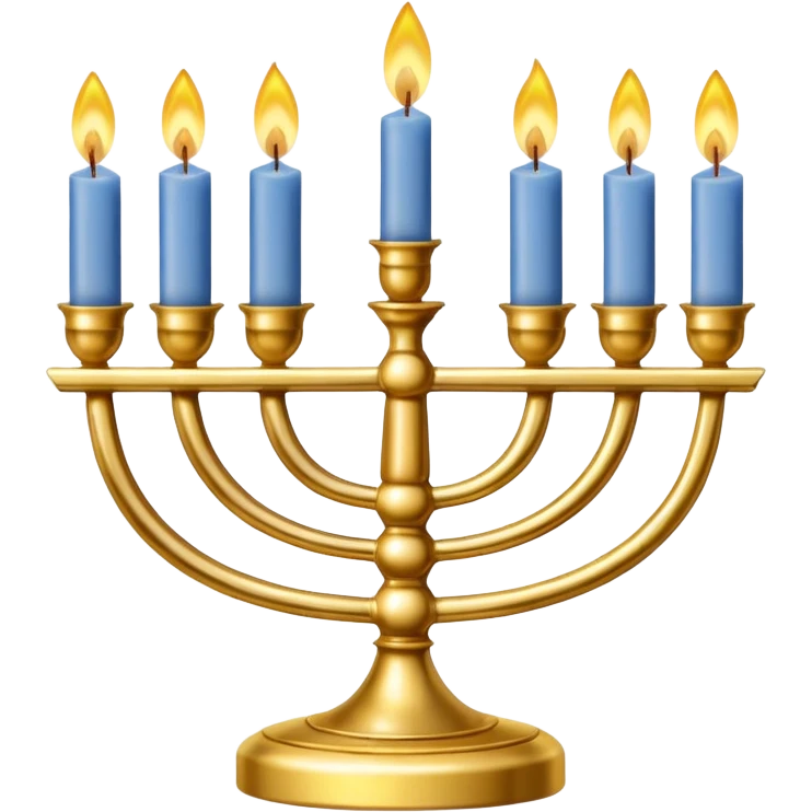 Gold Menorah with four candles on each side emoji