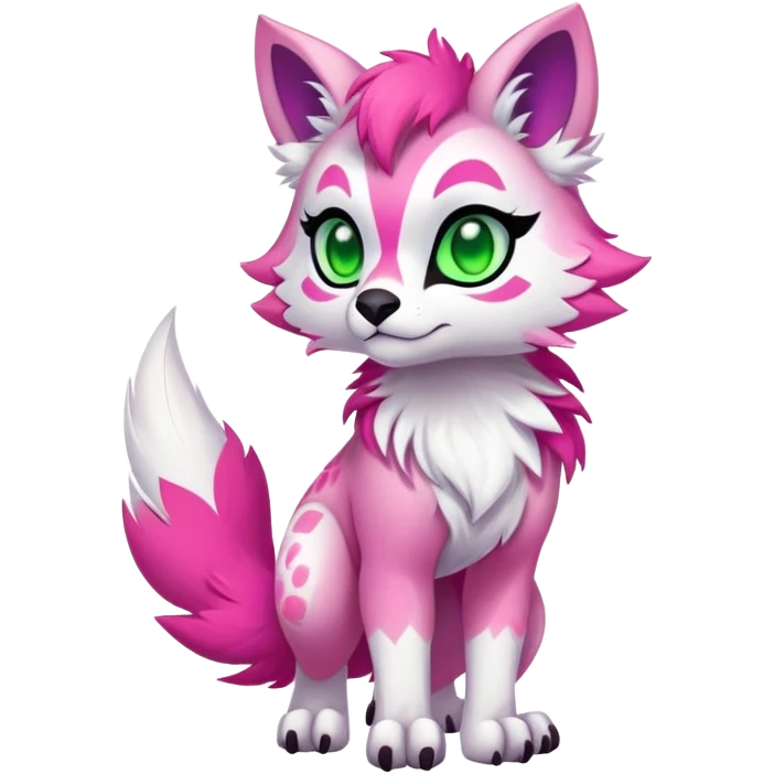 Neon-colored multi-colored cute cool exotic Falvie-Fionbri-fantasy-creature-fursona, full body, with markings emoji