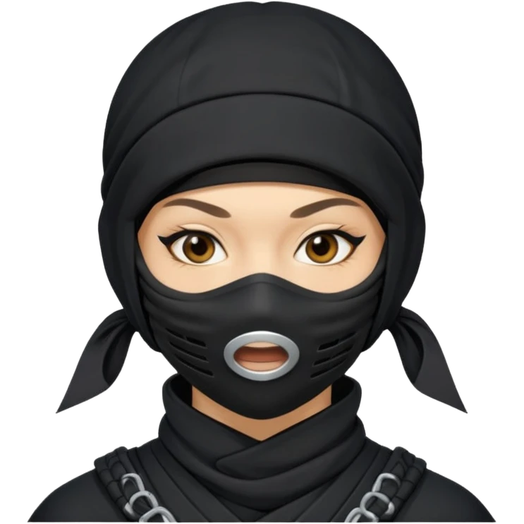 Female Ninja with mask covering mouth emoji