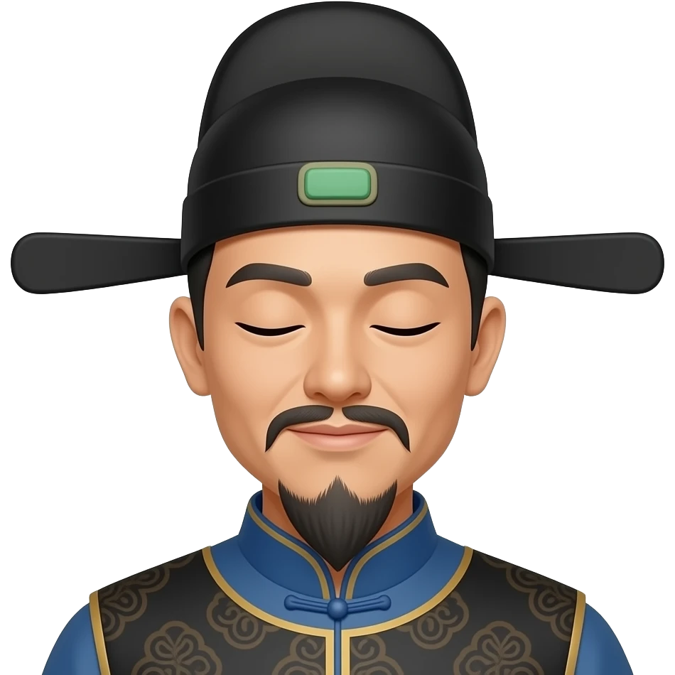 Emoji de hombre chino con los ojos cerrados y sombrero chino emoji