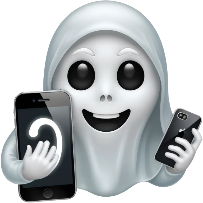 ghost emoji with a phone beside emoji
