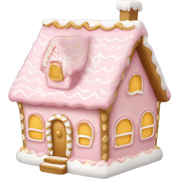 light pink and gold and white gingerbread house emoji