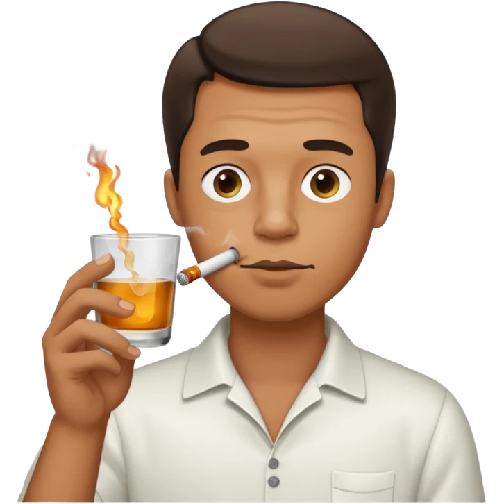 Man smoking from glass pong , the pong in his mouth (like this pong ⚗️) emoji