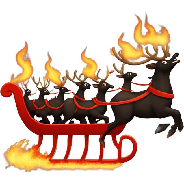 Satan’s sleigh pulled by 8 fiery reindeer  emoji