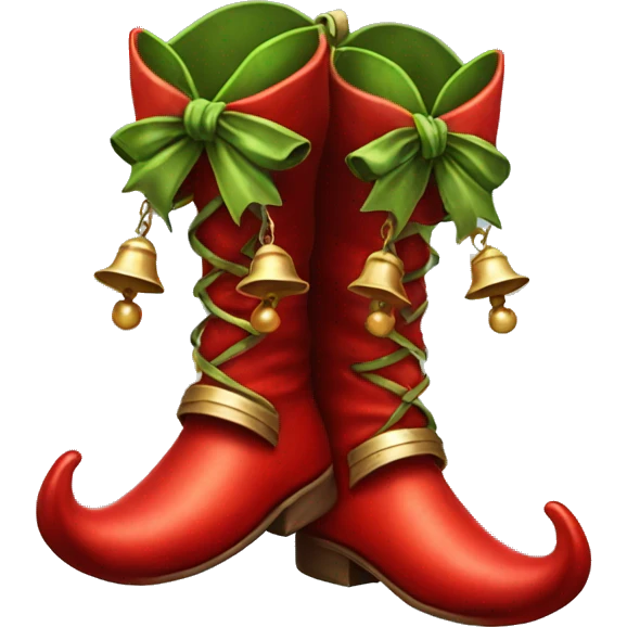 Realistic isolated red elf shoes with bells. emoji