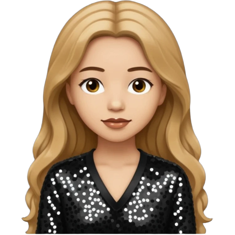 Head from Korn with long light brown hair, light skin, black sequin outfit emoji