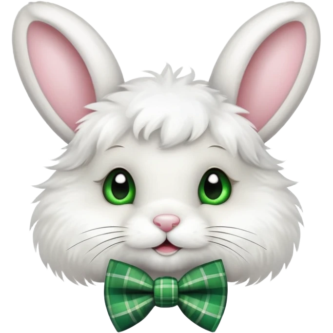 cute Easter bunny with a green plaid bow tie emoji