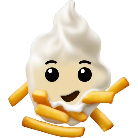 On fire french fry dipped in ranch dressing￼ emoji