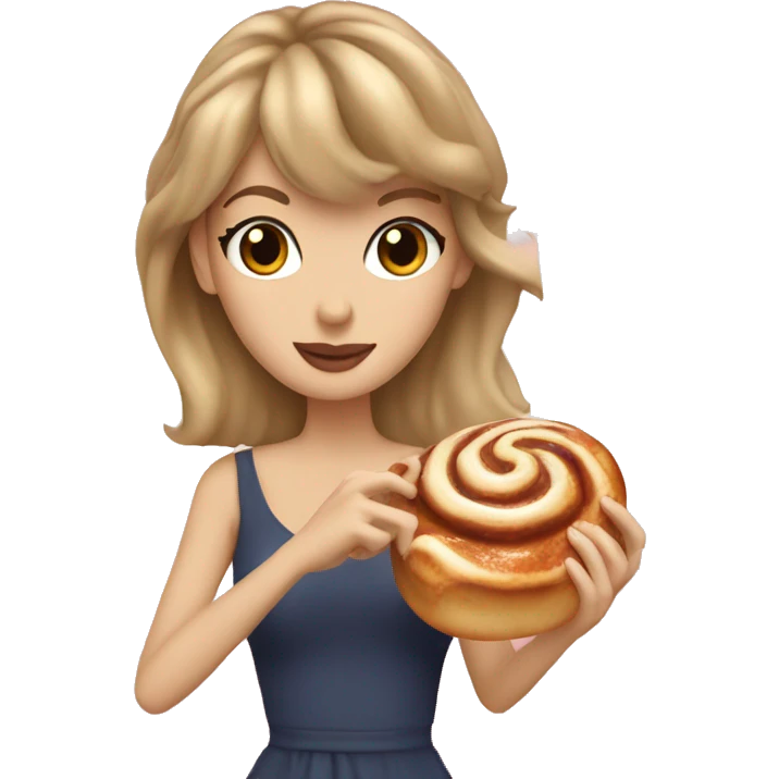 taylor swift holding a cinnamon roll emoji