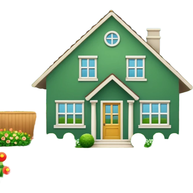 a home which has garden like and the home has slack emoji, emoji
