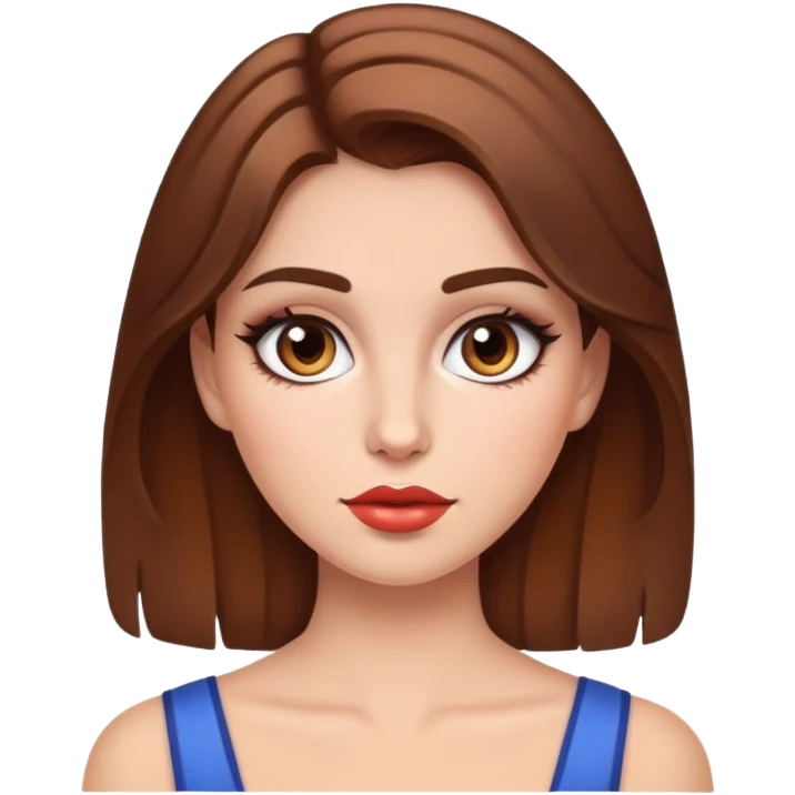 realistic portrait of brown-haired girl with makeup  emoji