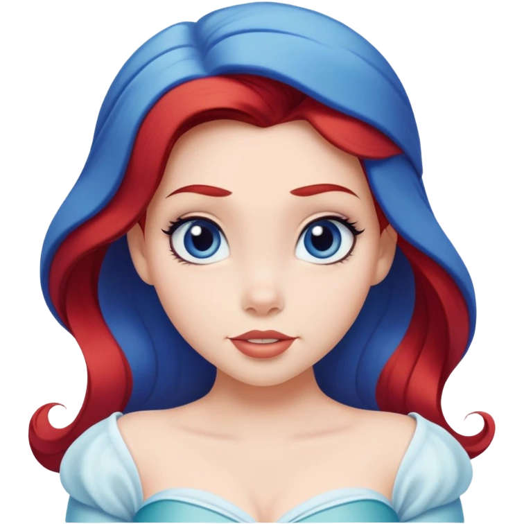 Disney human Ariel in white and blue outfit, exploring with curious expression emoji