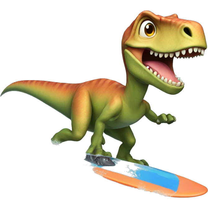 Dinosaur surfing emoji