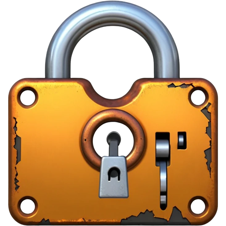 Digital glitch art style emoji, corrupted padlock emoji