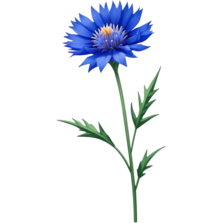 single blue Cornflower, straight stem emoji