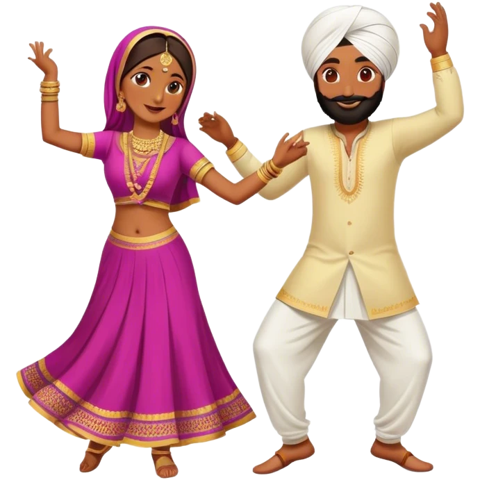 punjabi man and woman dancing together emoji
