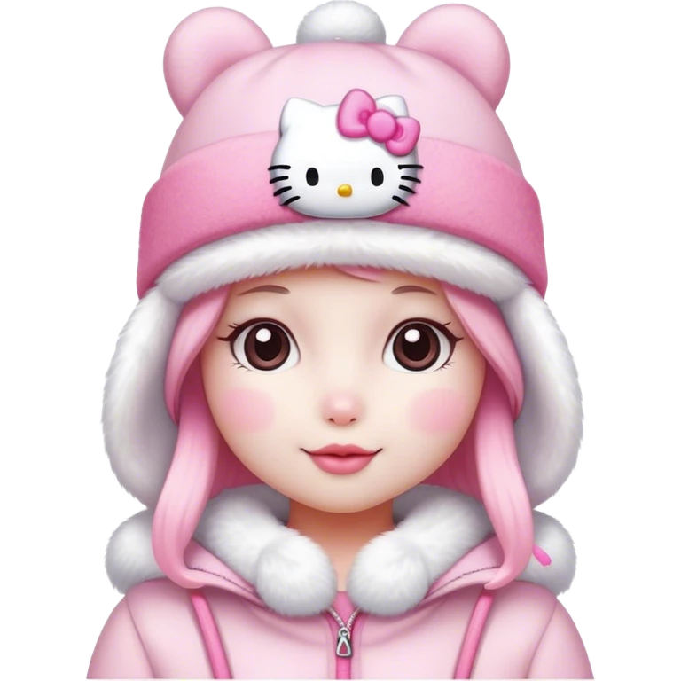 snow bunny with hello kitty emoji