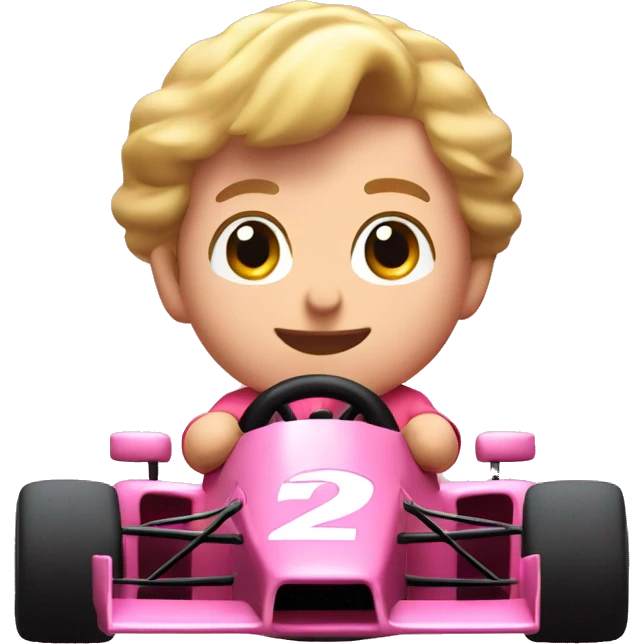 Kirby driving a pink ferrari formula 1 car in 2024 emoji