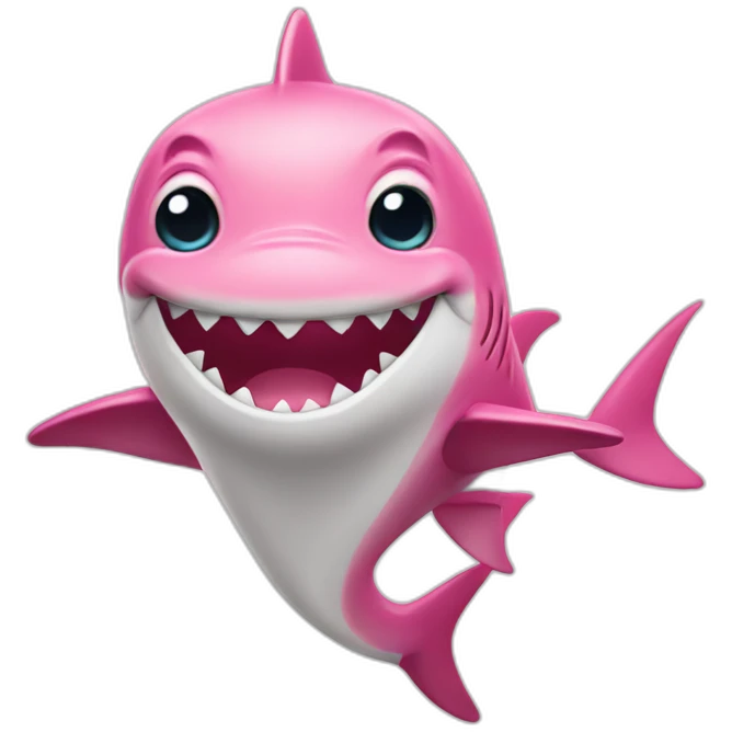happy pink shark standing emoji