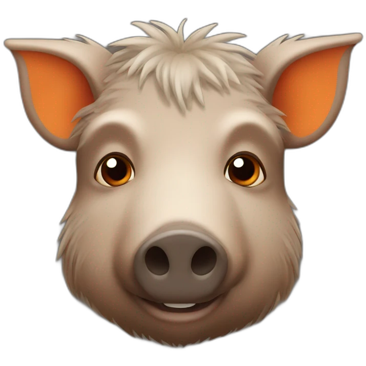 brown boar with two orange lines in each cheek emoji