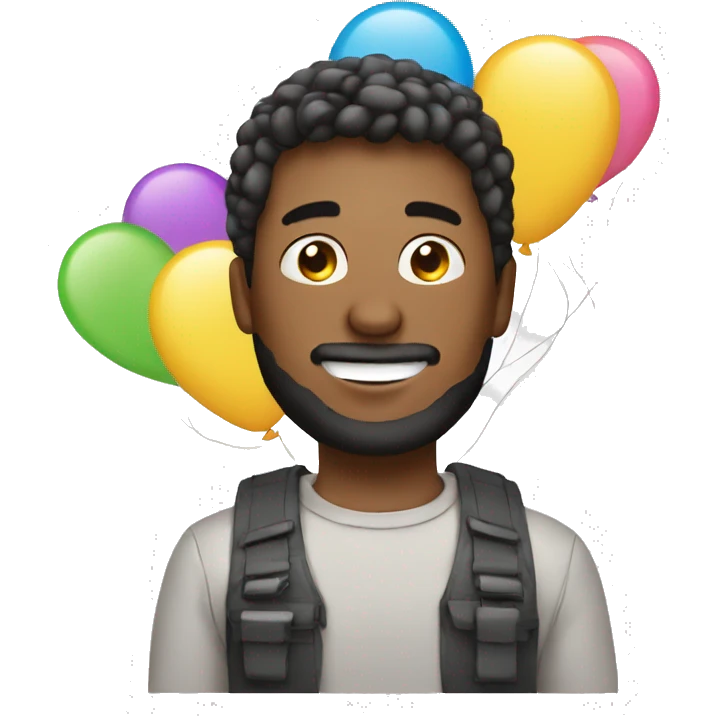 Guy Computer birthday with baloons emoji