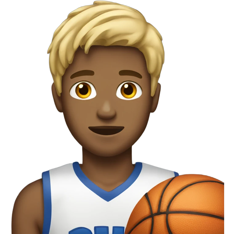 young blonde man holding basketball emoji