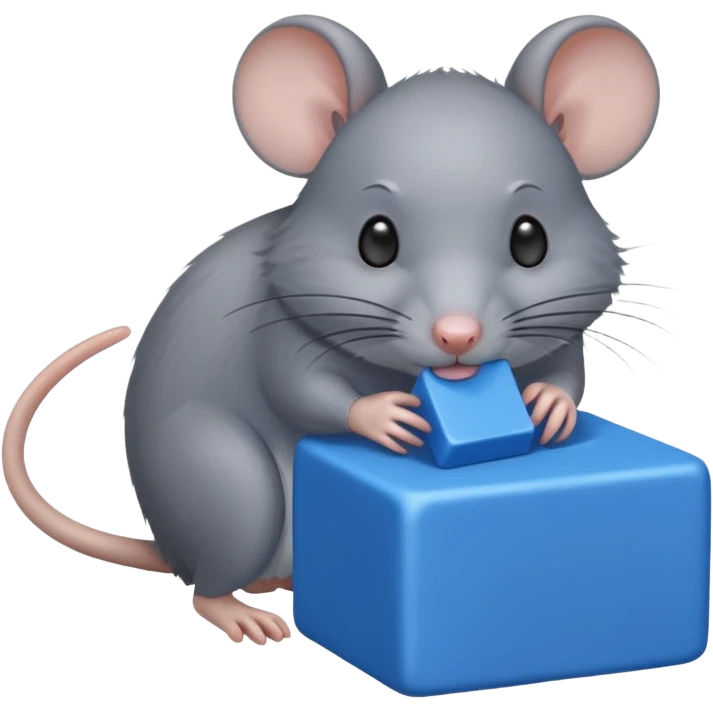 raton gris comiendo bloque azul emoji