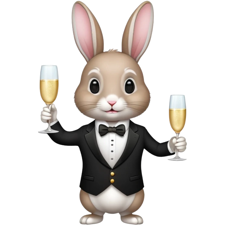 elegant rabbit in formal attire holding champagne glass emoji