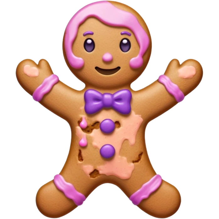 A gingerbread man cute pink and purple super cute and arty  emoji