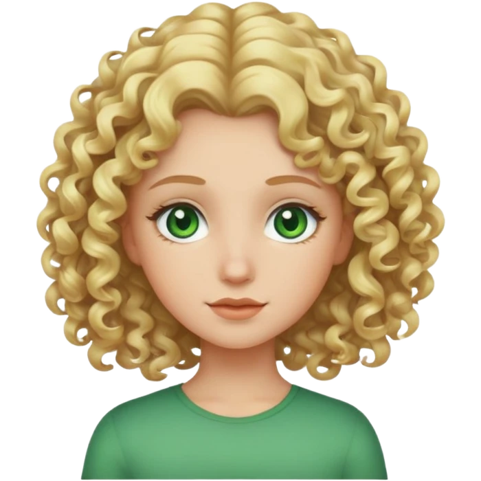 Blonde curly hair girl with green eyes emoji