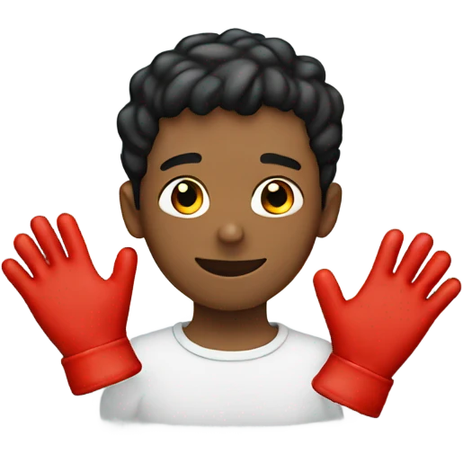 Boy wearing red gloves emoji