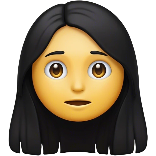 Emoji with long black hair covering half its face emoji