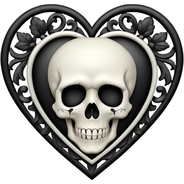gothic heart with a skull emoji