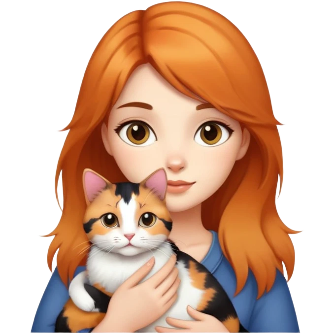 Beautiful girl holding a cow cat emoji