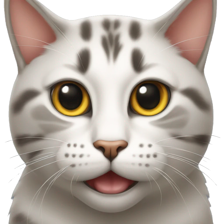 a cat with a mans head, face  is mewing emoji