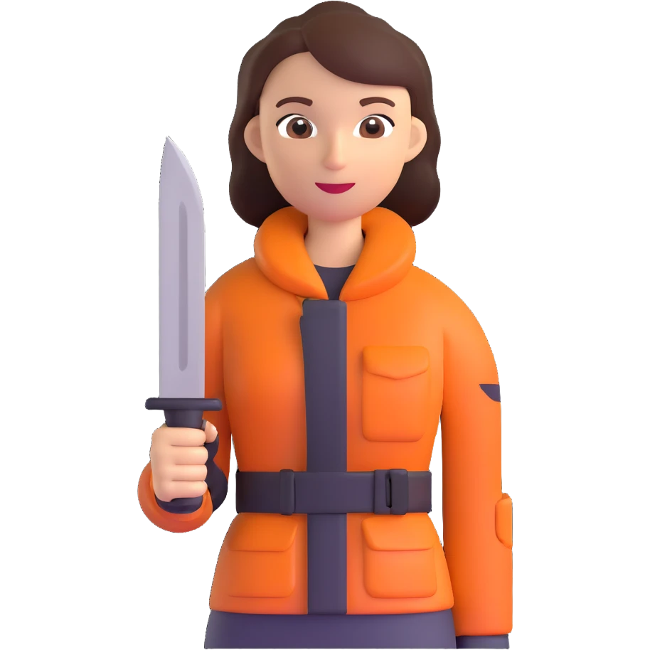 Outdoorsy woman with a survival knife emoji