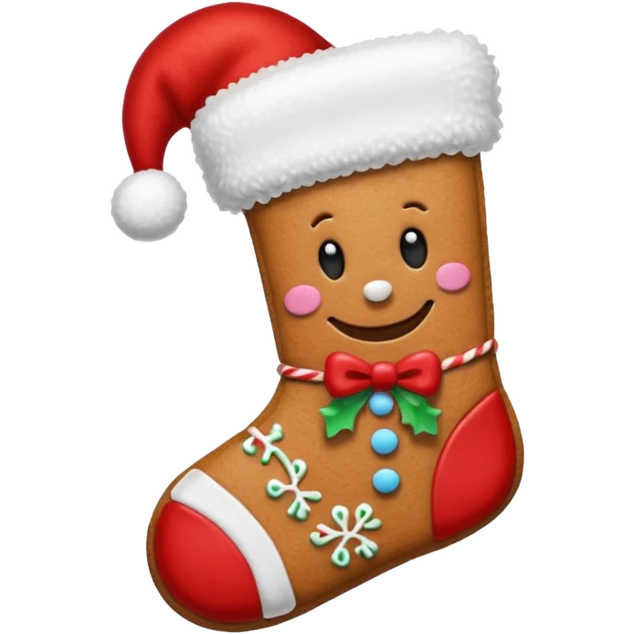 gingerbread cookie in red chrismas sock shape emoji