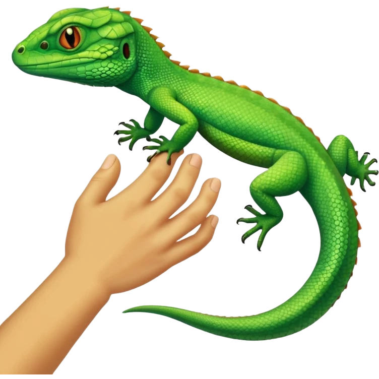 Hand grabbing a lizard emoji