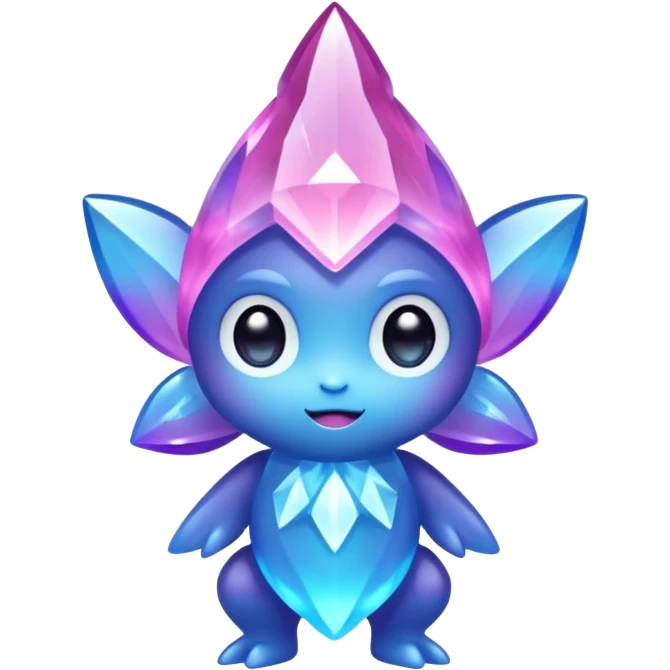 kawaii chibi style crystal sprite creature that is purple, blue, and pink  emoji