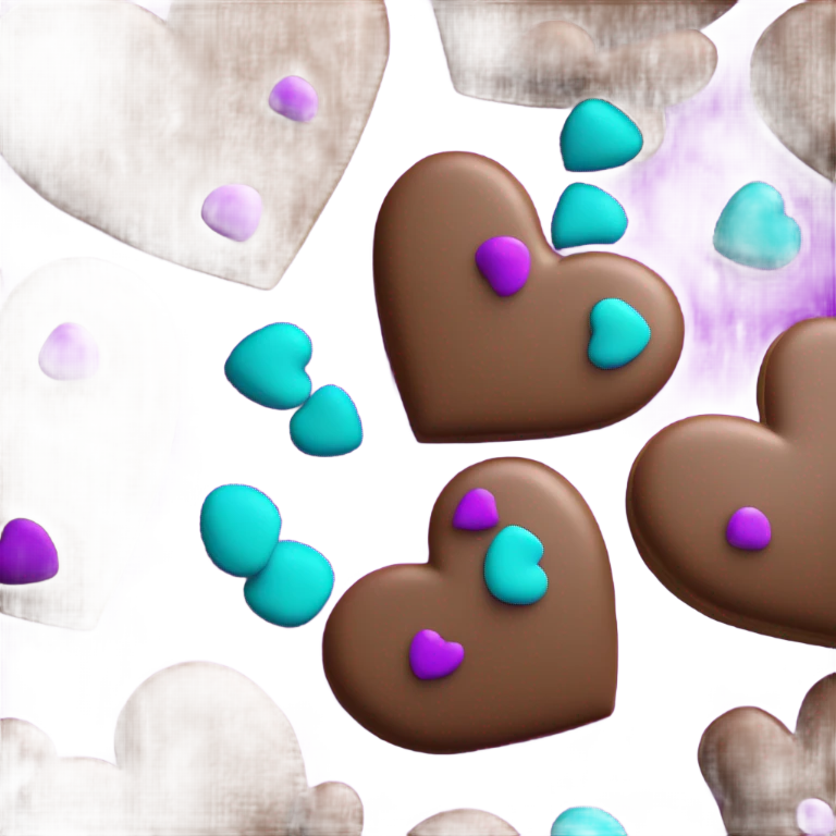 Purple teal chocolate chip heart cookie emoji
