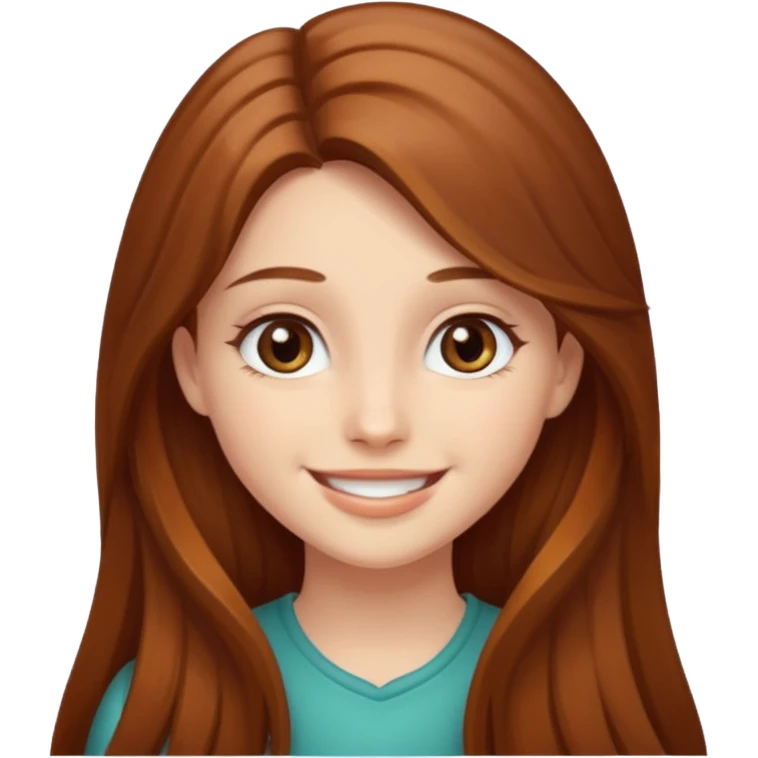 create a girl with chestnut colored long hair, hazel eyes and beautiful smile emoji