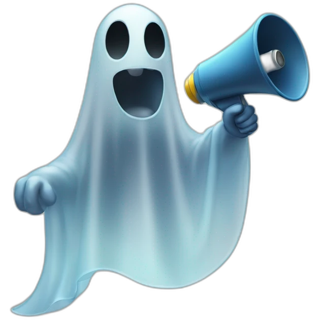 translucent ghost with megaphone emoji